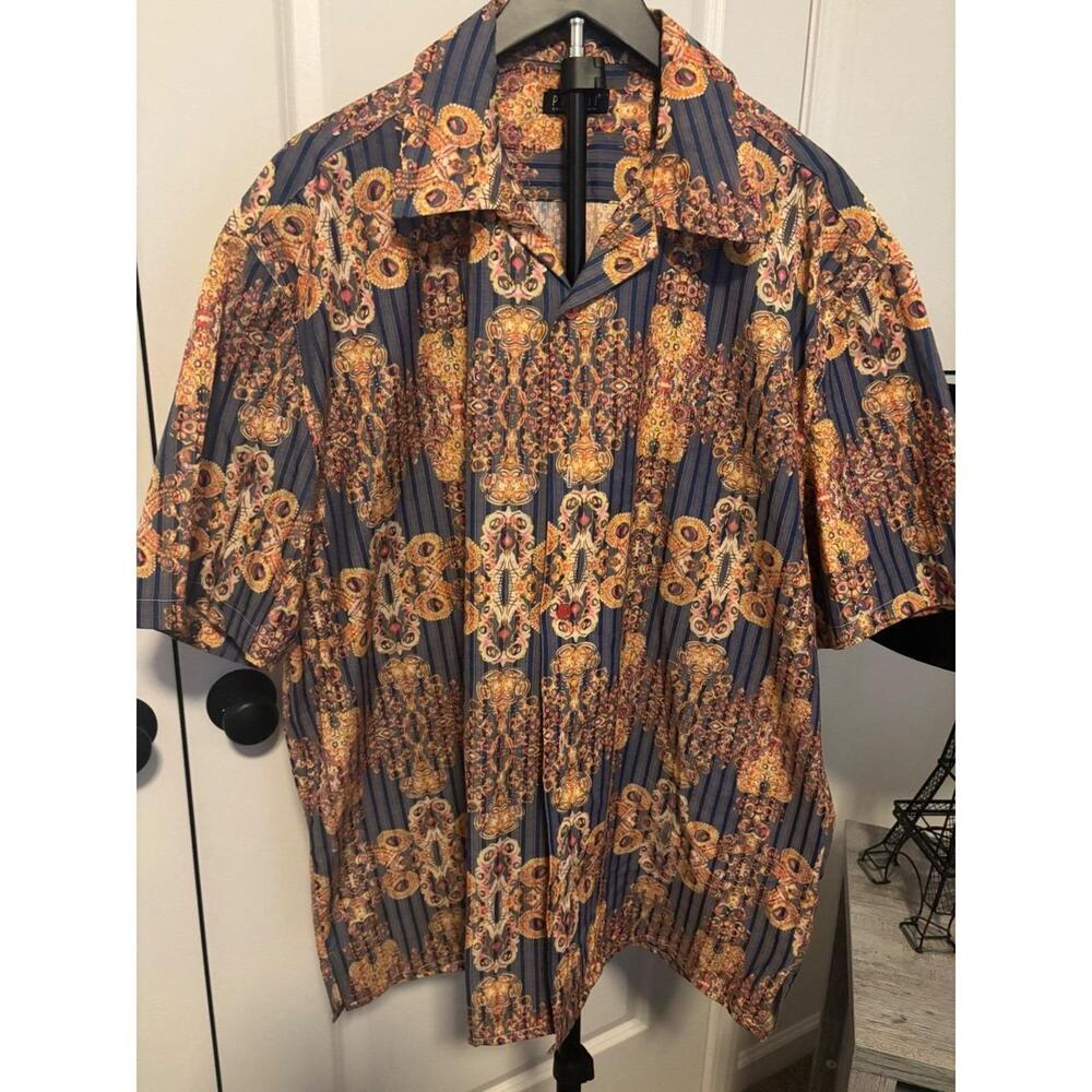 PRONTI COLLECTION BY PHITA Short Sleeve Button Down Shirt Multicolor Pattern 2XL